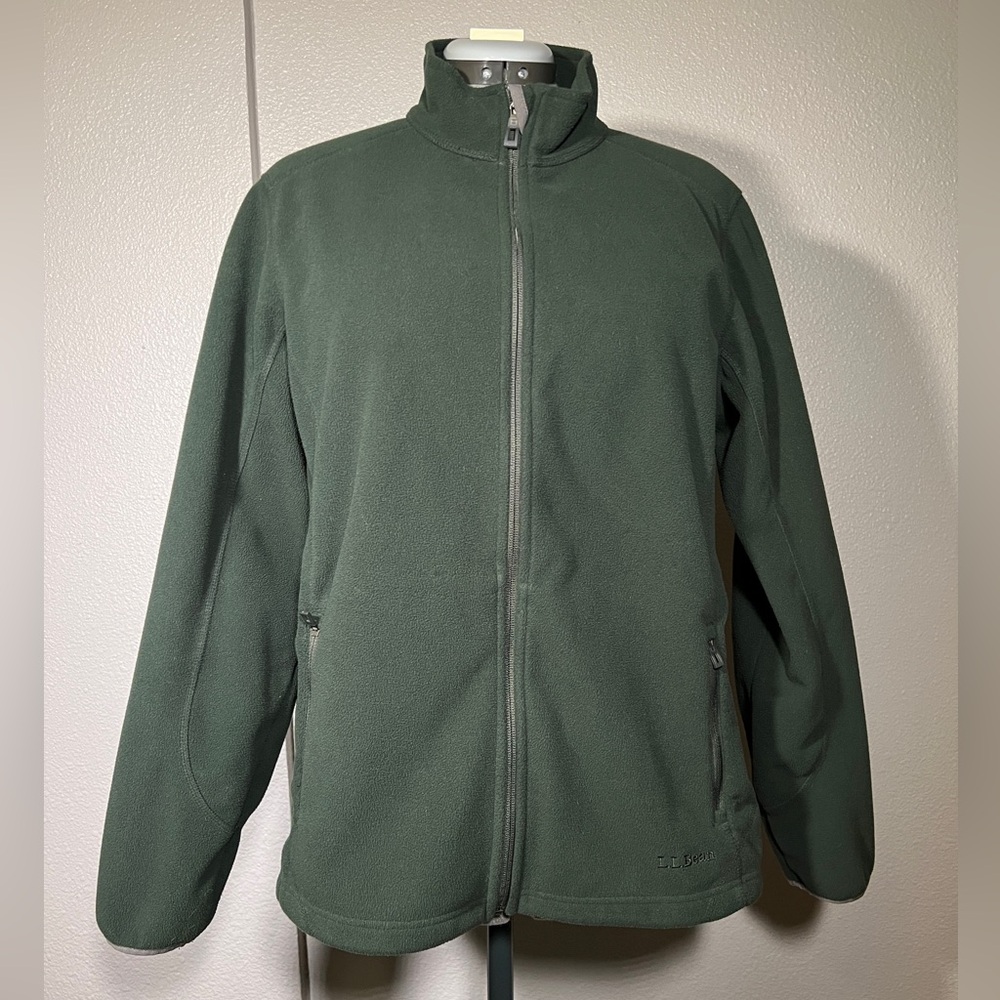 LL Bean Polartec Windproof Fleece Zip-up Jacket Women’s XL Forest Green EUC
